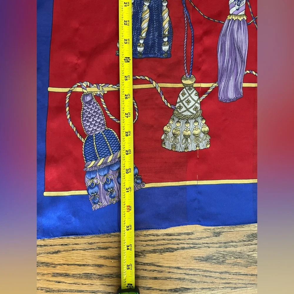 Vintage Silk Scarf – Tassel & Cord “Passementerie” Print – 35” Square.